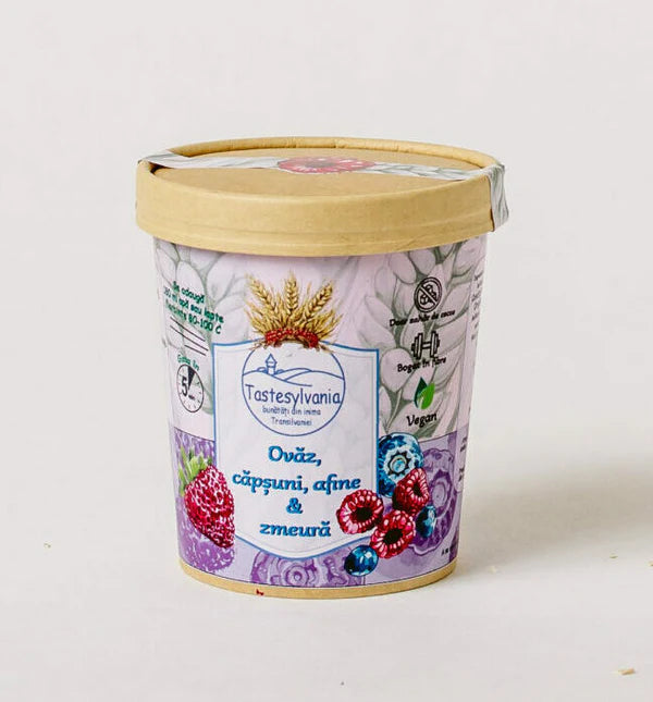 Terci cu Afine, Căpșune și Zmeură, Mic Dejun Sănătos cu Fulgii de Ovăz, Semințe de Chia și Nuci Caju 70g